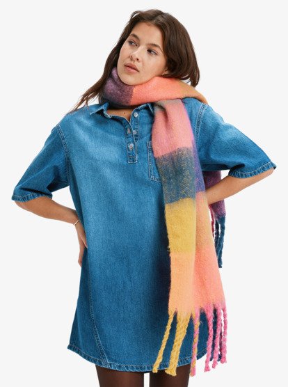 Afternoon Skies - Denim Short Sleeve Mini Shirtdress for Women  ERJDD03010