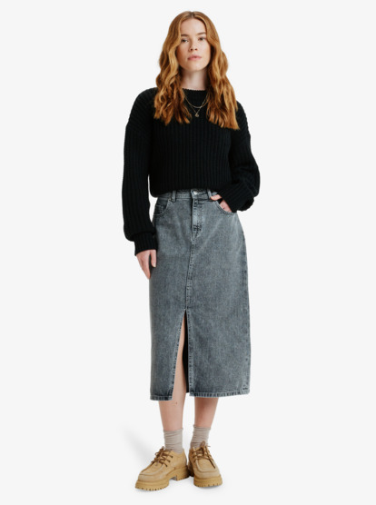 Cold Winds - Midi Length Denim Skirt for Women  ERJDK03039