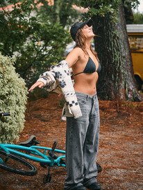 0 Milla Wide Leg Regular Mid - Cropped for Women Grey ERJDP03312 Roxy