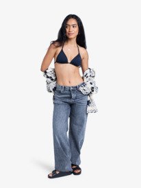 4 Milla Wide Leg Regular Mid - Cropped for Women Grey ERJDP03312 Roxy