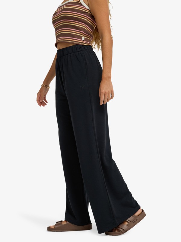 1 Surfing By Sunlight - Lounge Wide Leg Jogger for Women Black ERJFB03495 Roxy