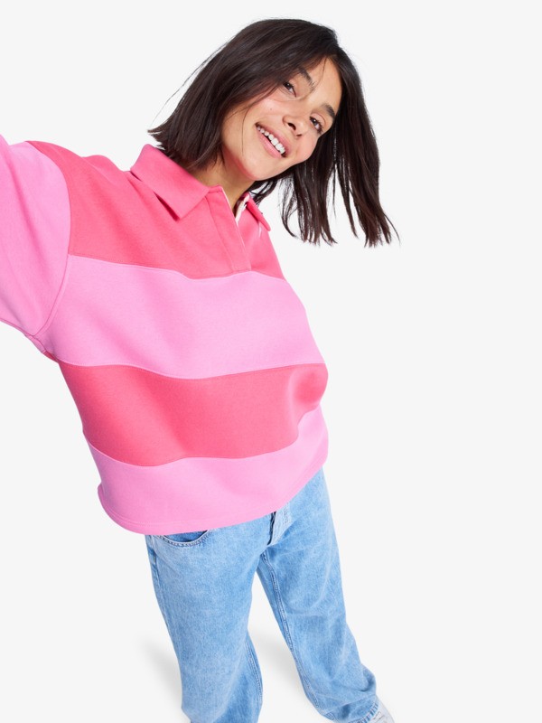 7 Cross Your Mind - Shirt Collar Sweatshirt for Women Pink ERJFT05015 Roxy