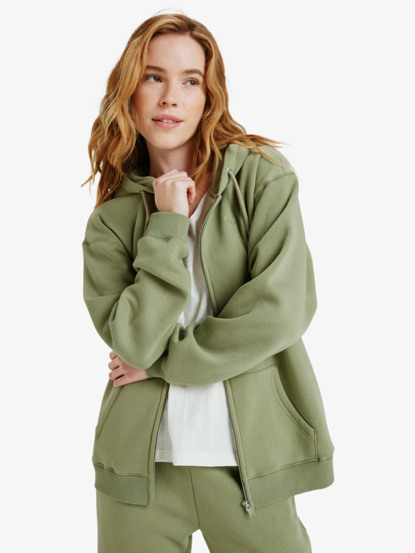 5 Surf Stoked Zipped Brushed - Zip Hoodie for Women Green ERJFT05022 Roxy