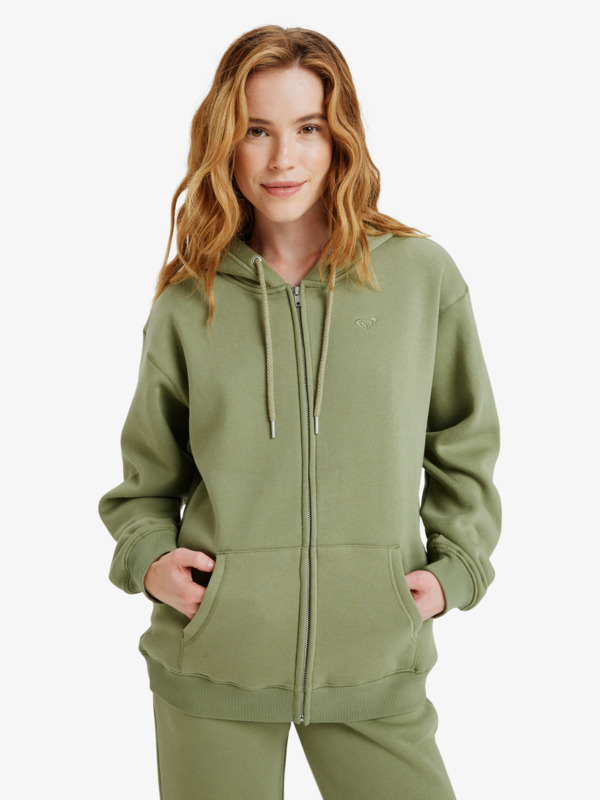 0 Surf Stoked Zipped Brushed - Zip Hoodie for Women Green ERJFT05022 Roxy