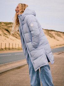 0 Test Of Time - Long Hooded Puffa Jacket for Women Blue ERJJK03513 Roxy