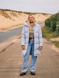 1 Test Of Time - Long Hooded Puffa Jacket for Women Blue ERJJK03513 Roxy