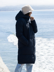 0 Test Of Time - Long Hooded Puffa Jacket for Women Black ERJJK03513 Roxy