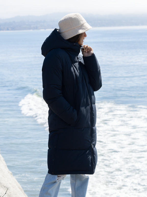 0 Test Of Time - Long Hooded Puffa Jacket for Women Black ERJJK03513 Roxy