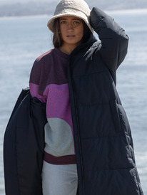 1 Test Of Time - Long Hooded Puffa Jacket for Women Black ERJJK03513 Roxy