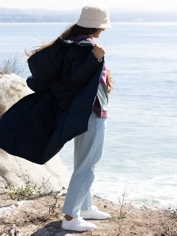 2 Test Of Time - Long Hooded Puffa Jacket for Women Black ERJJK03513 Roxy