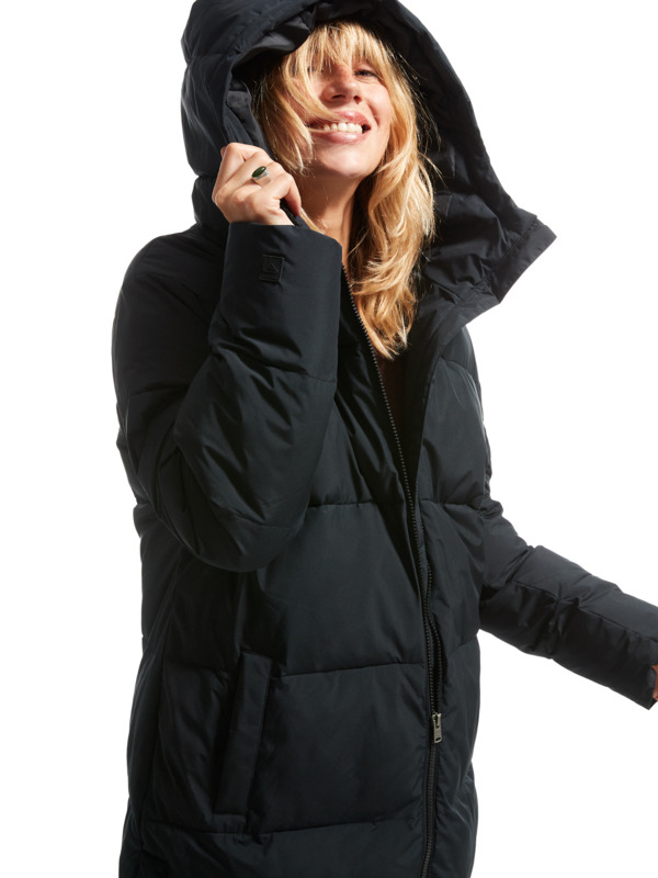 8 Test Of Time - Long Hooded Puffa Jacket for Women Black ERJJK03513 Roxy
