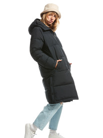 4 Test Of Time - Long Hooded Puffa Jacket for Women Black ERJJK03513 Roxy
