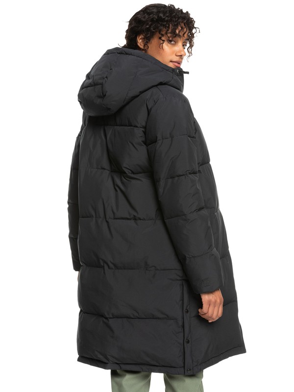 14 Test Of Time - Long Hooded Puffa Jacket for Women Black ERJJK03513 Roxy