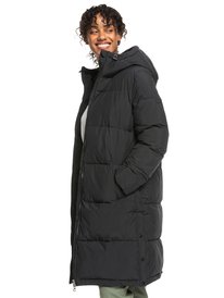 10 Test Of Time - Long Hooded Puffa Jacket for Women Black ERJJK03513 Roxy