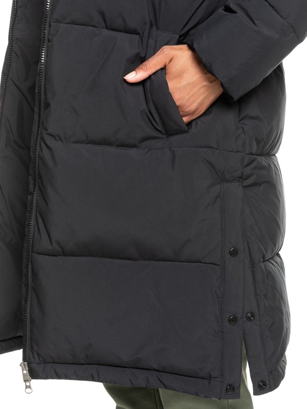 11 Test Of Time - Long Hooded Puffa Jacket for Women Black ERJJK03513 Roxy