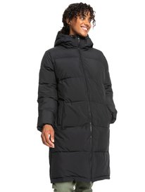 12 Test Of Time - Long Hooded Puffa Jacket for Women Black ERJJK03513 Roxy