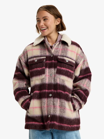 Passage Of Time - Checked Shirt Style Coat for Women  ERJJK03670