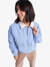 3 Sweet Talk - Cotton Canva Aviator Jacket for Women Blue ERJJK03672 Roxy