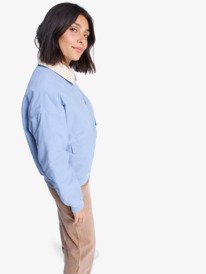 4 Sweet Talk - Cotton Canva Aviator Jacket for Women Blue ERJJK03672 Roxy