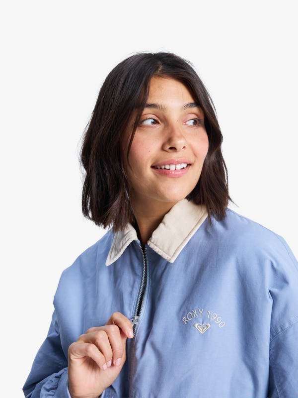 5 Sweet Talk - Cotton Canva Aviator Jacket for Women Blue ERJJK03672 Roxy