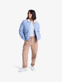 6 Sweet Talk - Cotton Canva Aviator Jacket for Women Blue ERJJK03672 Roxy