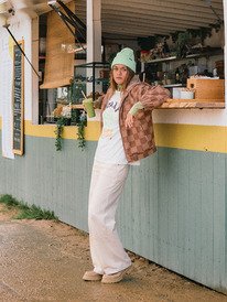 2 Feels Good Corduroy - Printed Corduroy Hoodie Jacket for Women Brown ERJJK03673 Roxy