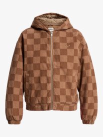 8 Feels Good Corduroy - Printed Corduroy Hoodie Jacket for Women Brown ERJJK03673 Roxy