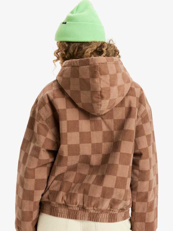 5 Feels Good Corduroy - Printed Corduroy Hoodie Jacket for Women Brown ERJJK03673 Roxy