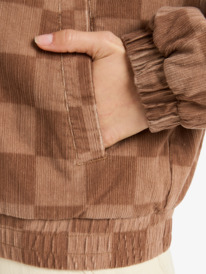 6 Feels Good Corduroy - Printed Corduroy Hoodie Jacket for Women Brown ERJJK03673 Roxy