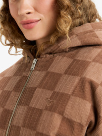 7 Feels Good Corduroy - Printed Corduroy Hoodie Jacket for Women Brown ERJJK03673 Roxy