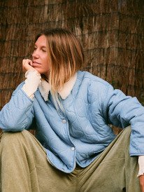 0 Not So Basic - Sherpa Lined Denim Jacket for Women Blue ERJJK03675 Roxy