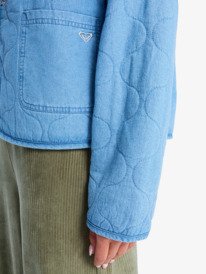 5 Not So Basic - Sherpa Lined Denim Jacket for Women Blue ERJJK03675 Roxy