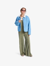 6 Not So Basic - Sherpa Lined Denim Jacket for Women Blue ERJJK03675 Roxy