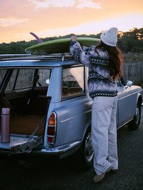 3 Feels Like Winter - Oversized Sherpa Zip Jacket for Women Brown ERJJK03676 Roxy