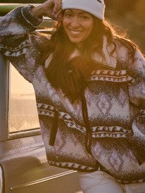 0 Feels Like Winter - Oversized Sherpa Zip Jacket for Women Brown ERJJK03676 Roxy