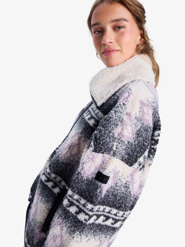 6 Feels Like Winter - Oversized Sherpa Zip Jacket for Women Brown ERJJK03676 Roxy