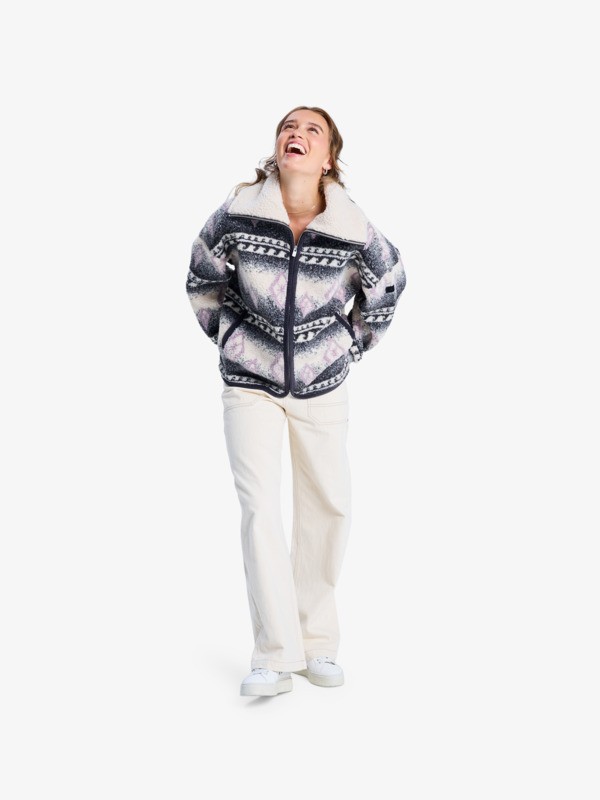 7 Feels Like Winter - Oversized Sherpa Zip Jacket for Women Brown ERJJK03676 Roxy