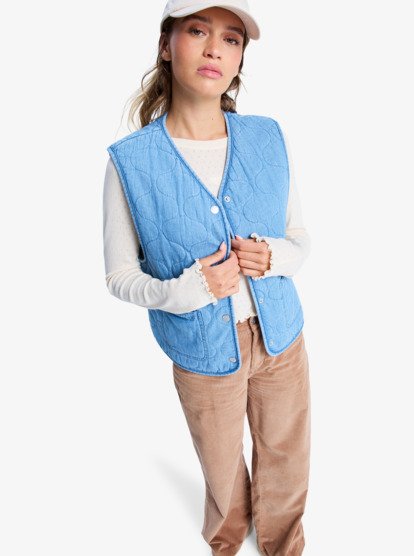 Simply Lucky - Reversible Waistcoat Sherpa Lined Denim Jacket for Women  ERJJK03684