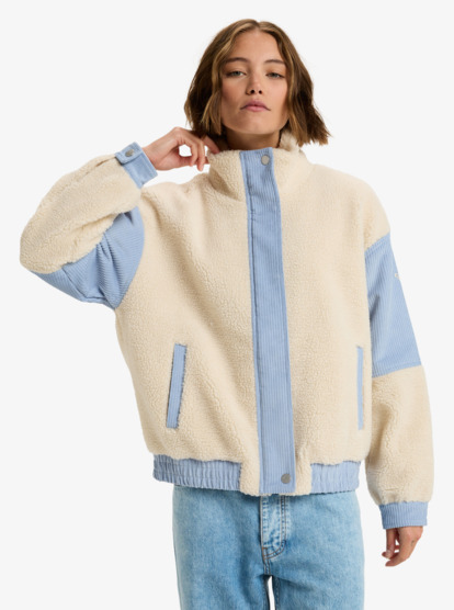 Wrap It Up Cord - Sherpa Oversized Jacket With Corduroy Block for Women  ERJJK03689