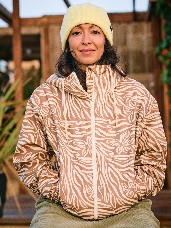 0 Wait For Me - Printed Rain Mac for Women Beige ERJJK03694 Roxy