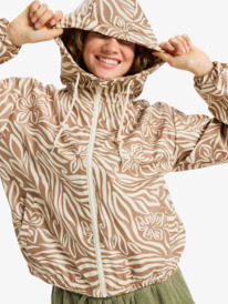 7 Wait For Me - Printed Rain Mac for Women Beige ERJJK03694 Roxy