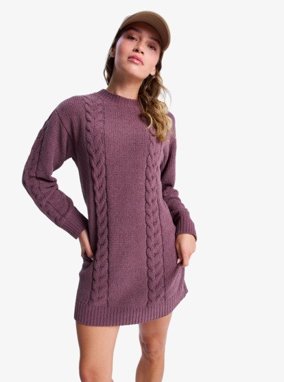 Missing The Waves - Long Sleeve Cable Knit Mini Sweater Dress for Women  ERJKD03534