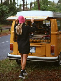 2 Home Again - Long Sleeve Sweater Dress With Half Zip Collar Detail for Women Black ERJKD03535 Roxy