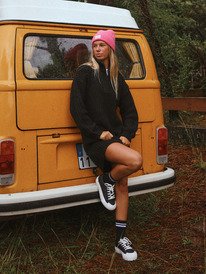 0 Home Again - Long Sleeve Sweater Dress With Half Zip Collar Detail for Women Black ERJKD03535 Roxy