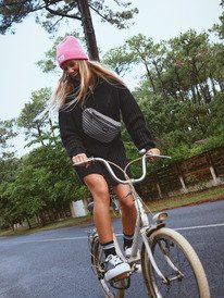 1 Home Again - Long Sleeve Sweater Dress With Half Zip Collar Detail for Women Black ERJKD03535 Roxy