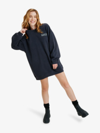 5 Saturday Night Vibes - Oversized Washed Fleece Dress for Women Black ERJKD03540 Roxy