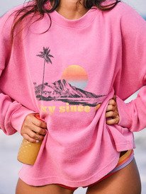 0 Eastside Midweight - Crew Neck Top With Vintage Wash for Women Pink ERJKT04322 Roxy