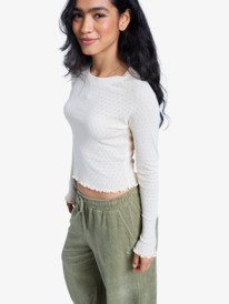2 Time Off Pointelle - Long Sleeve Pointelle Top for Women Beige ERJKT04331 Roxy