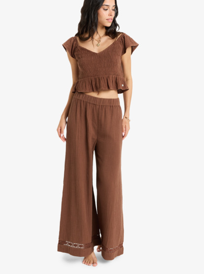 Under Golden Tropic - Wide Leg Beach Pants for Women  ERJNP03643