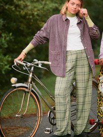 0 Great Influence - Relaxed Flannel Trouser Style Trousers for Women Green ERJNP03665 Roxy